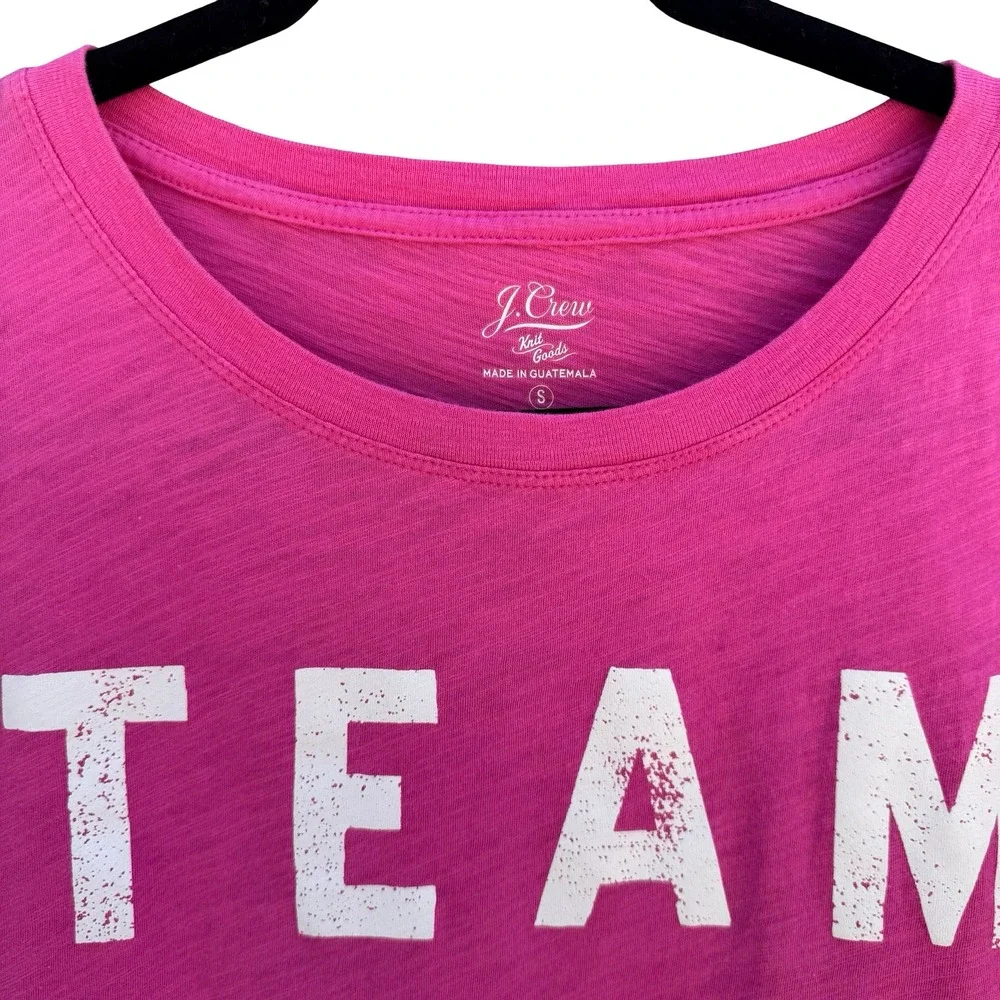 J Crew Team Beach Graphic Shirt Pink Slub Cotton Coastal Barbiecore Womens S